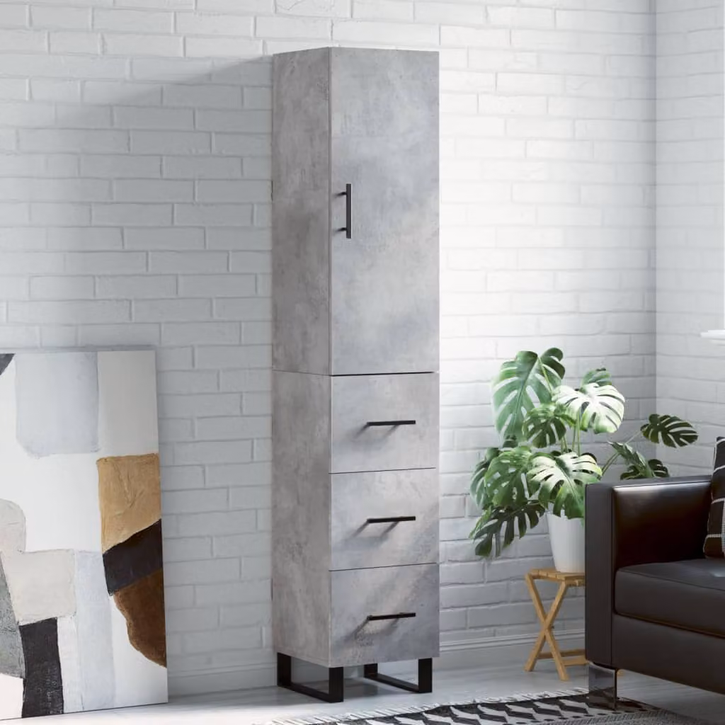 Credenza moderna vidaXL in legno e metallo grigio opaco L/P/H: 34,5 x 34 x 180 cm