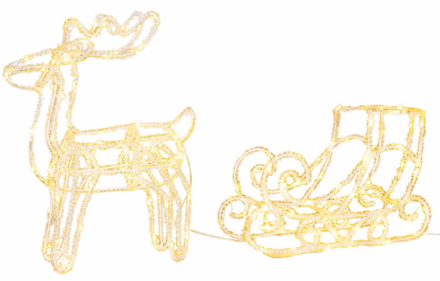 Decorazione MagicHome Natale, Cervo con slitta, 160xLED bianco caldo, IP44, 24/41 cm