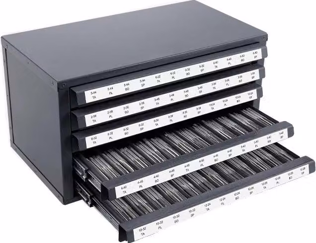 Organizer per punte, armadio con tre cassetti, robusta struttura in acciaio, 60 pezzi ET5-H