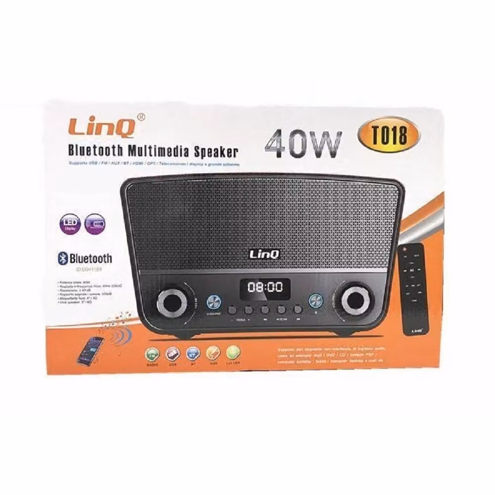Altoparlante Bluetooth Multimedia LINQ T018 con Radio FM, LCD, USB e MicroSD - 40W – 2