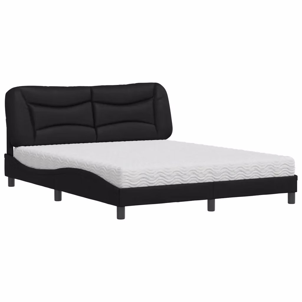 Letto con Materasso Hvar vidaXL Nero 160x200 cm in Similpelle e Tessuto con Cassetti L: 160 cm, P: 200 cm, H: 218 cm – 2