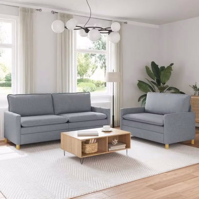 Set di divani 2 pz Grigio chiaro Tessuto 3417119