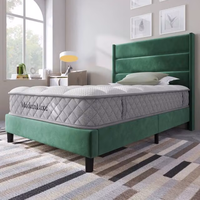 letto imbottito velluto verde 90 x 200 cm