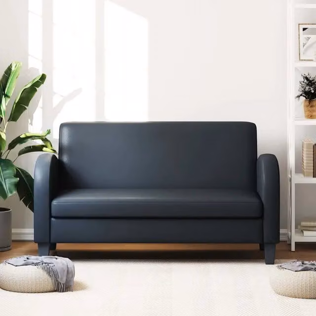 Divano | Divano da soggiorno | Sofa a 2 Posti in Pelle Artificiale Nero