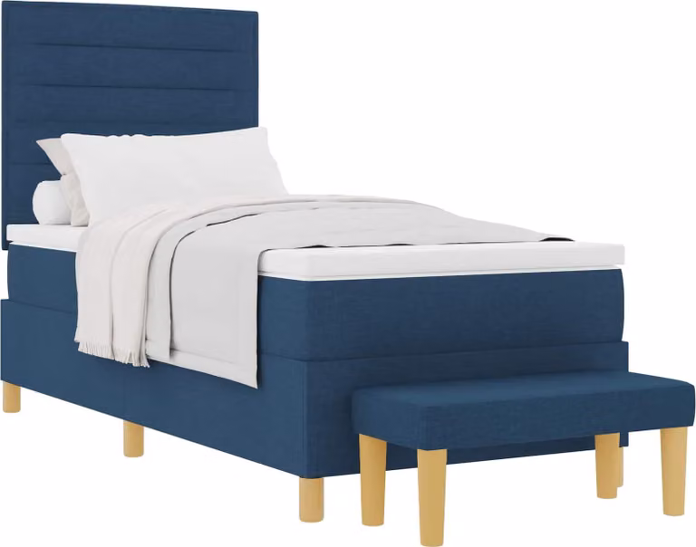 Letto a molle con cuscino con testiera Blu 200 x 90 cm Tessuto