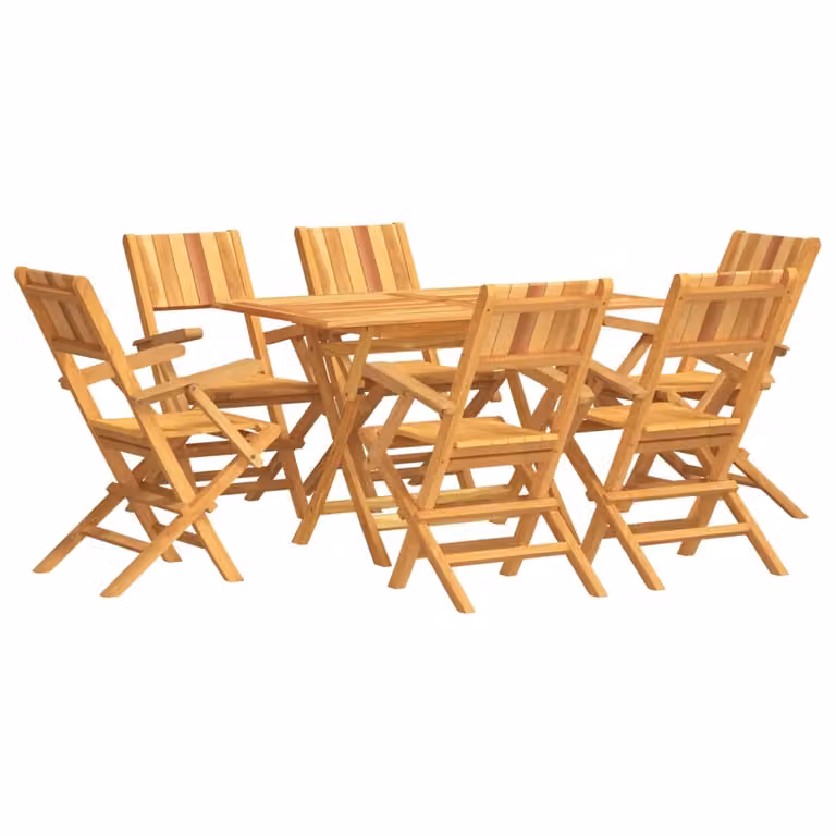 Set da Pranzo da Giardino 7 pz in Legno Massello di Teak