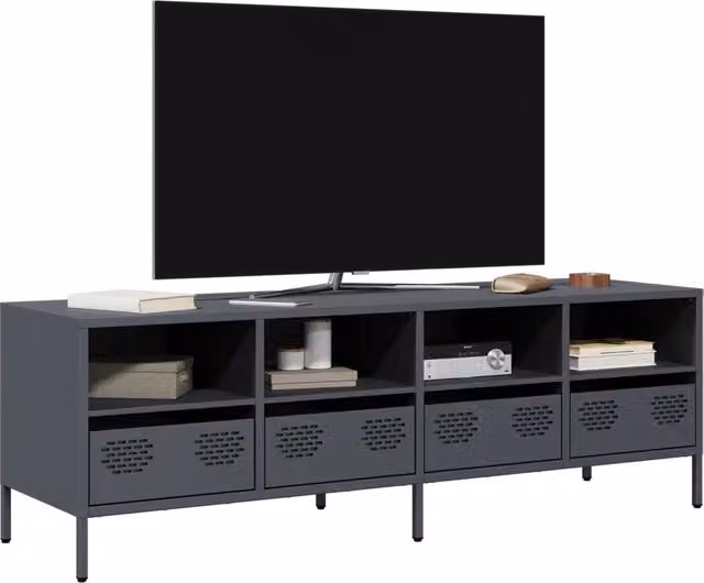 Mobile TV vidaXL in stile industrial color antracite, L: 135 cm, P: 39 cm, H: 43,5 cm