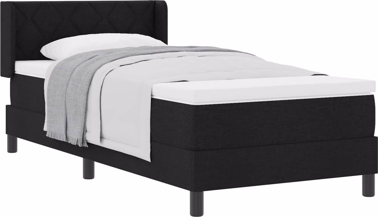 Letto a molle con testiera Nero 190 x 90 cm Tessuto