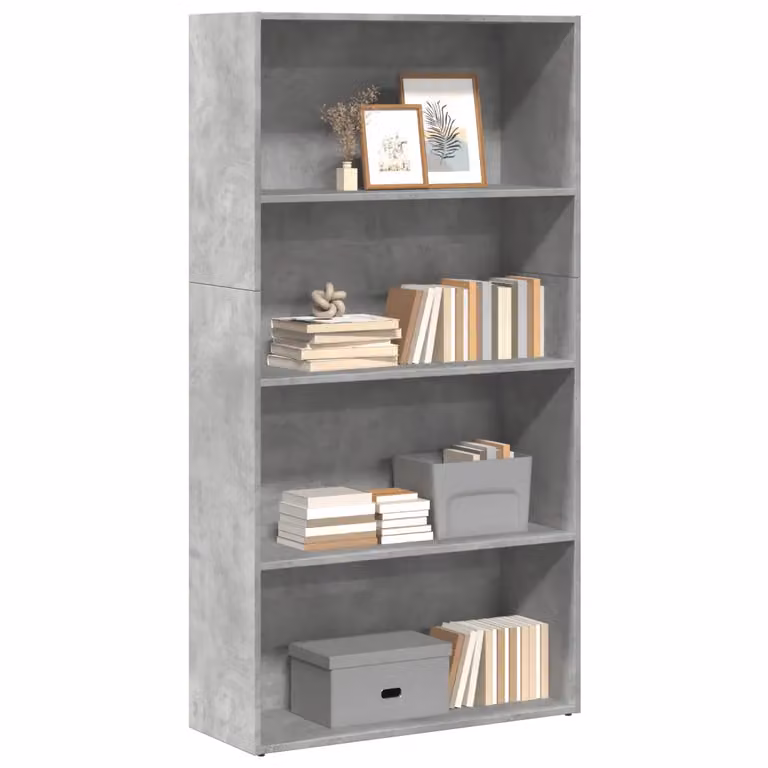 Libreria vidaXL in stile industriale grigio cemento con pannello posteriore in legno e MDF, L 80 cm x P 30 cm x H 152 cm