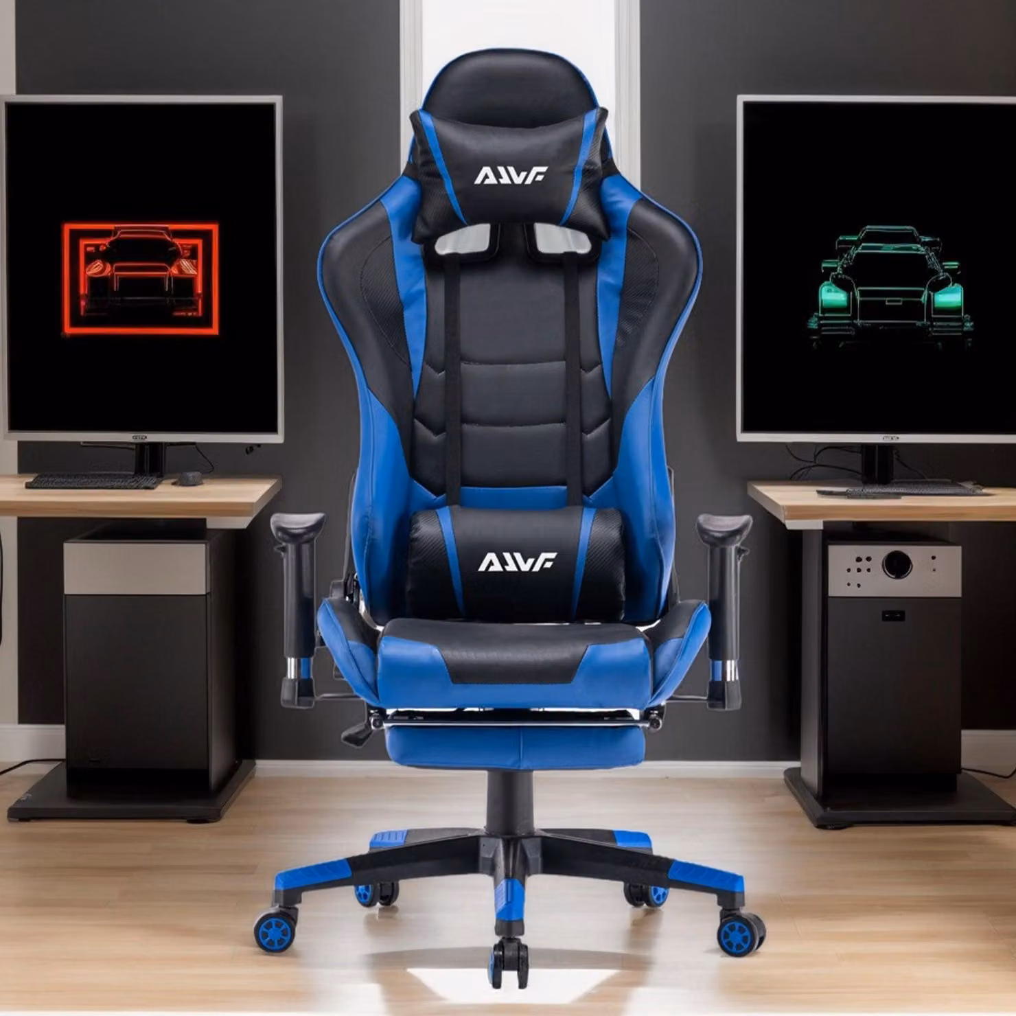 Sedia da gaming - Rivestita in ecopelle - Altezza regolabile - Poggiapiedi estraibile - Schienale alto - Ergonomica