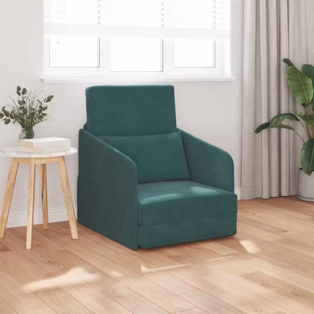 Divano letto moderno vidaXL in velluto verde L: 65 cm, P: 80 cm, H: 83 cm – 1