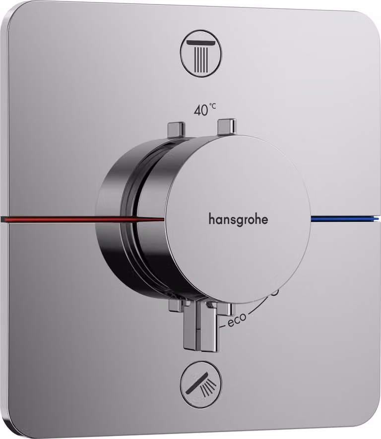 hansgrohe ShowerSelect Comfort Q thermostat, encastré, 2 consommateurs, rosace Soft Edge, avec combiné de sécurité, 15586000, 15586000