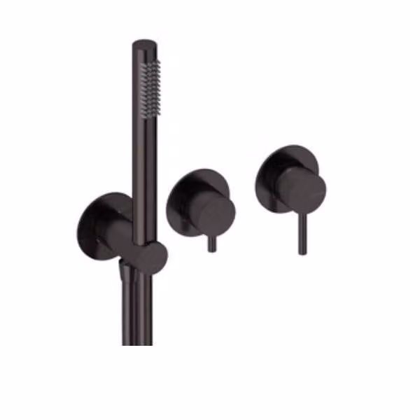 SANYCCES LOOP Miscelatore da incasso a 2 vie per doccia con deviatore, doccetta e flessibile, nero metallizzato