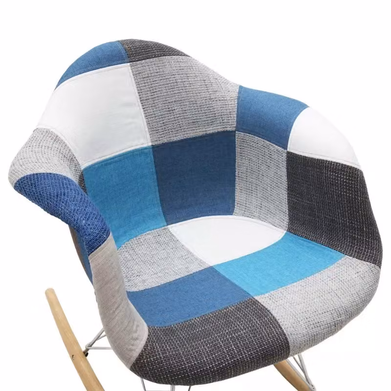 Set di 2 poltrone moderne a dondolo patchwork azzurro e grigio Mobili 2G L: 62 cm, P: 69 cm, H: 70 cm – 3