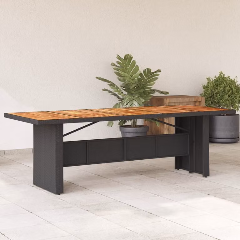 Maison Exclusive - Tavolo da giardino con piano in legno nero 240x90x75 cm in rattan sintetico