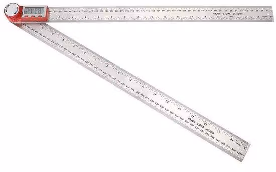 Misuratore digitale a 360 gradi con custodia in acciaio inossidabile e display LCD - Strumento di misurazione per angoli e lunghezze (0-500 mm)