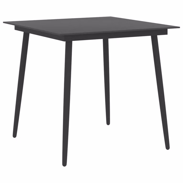 vidaXL Garten-Esstisch Schwarz 80x80x74 cm Stahl e Glas