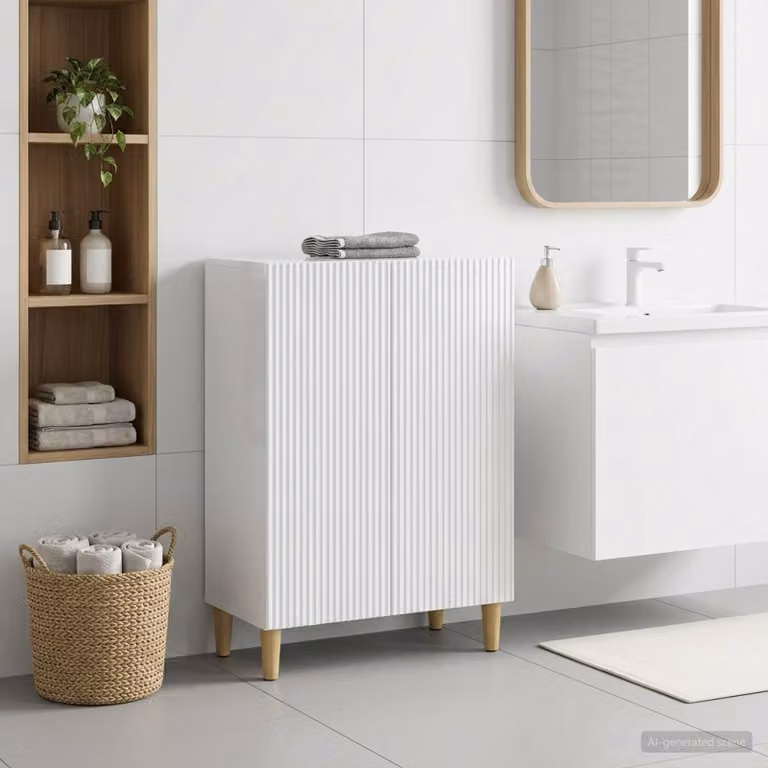 Mobiletto da bagno moderno vidaXL ARNHEM bianco lucido L/P/H: 59,5 x 31 x 80 cm