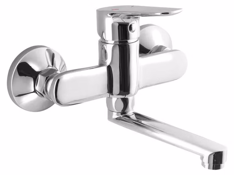 Rubinetto da parete LOTTA, bocca piatta da 120 mm, cromato