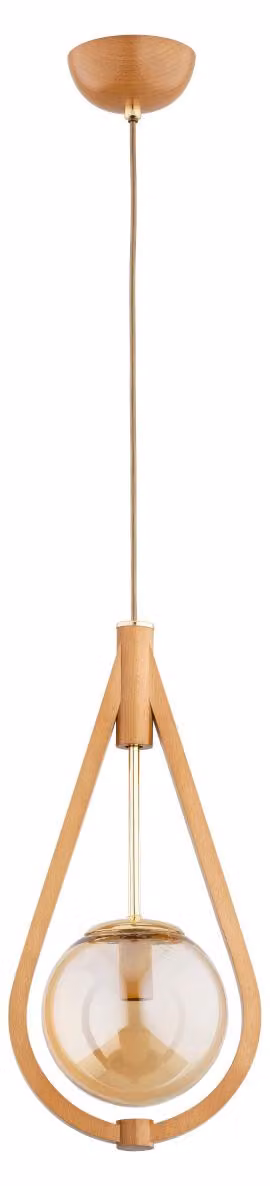 Lampada a sospensione GOTA in legno chiaro, ambra e oro, 1xE14x10W, legno, dimensioni: 100x15x21 cm, IP20, Alfa