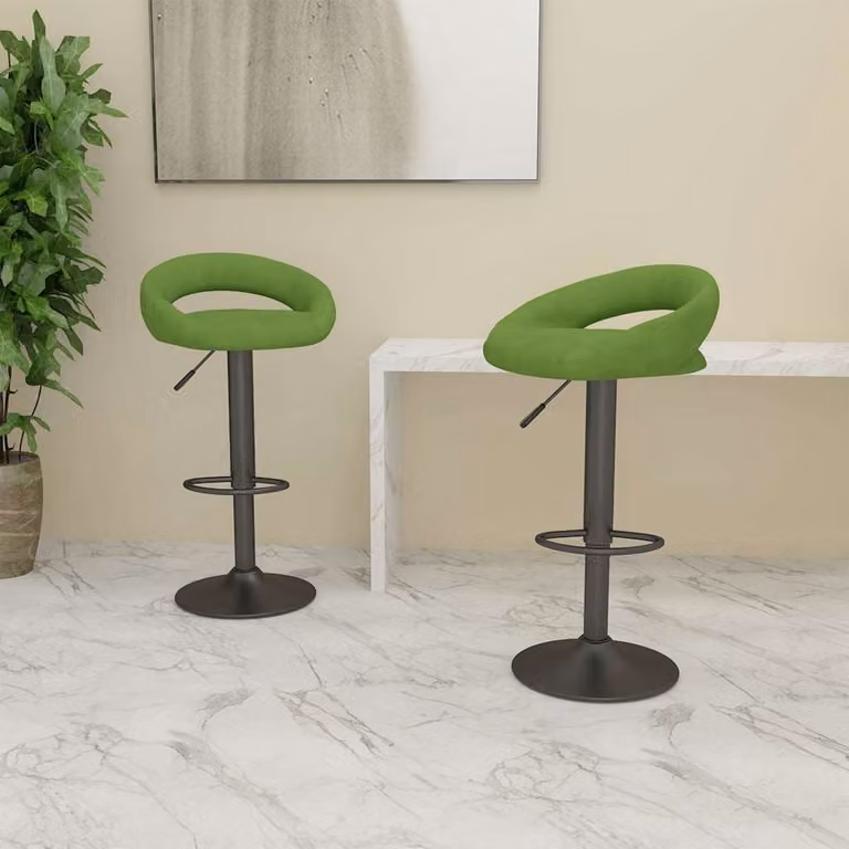 Set di 2 sgabelli da bar vidaXL in velluto verde chiaro con struttura in metallo moderno