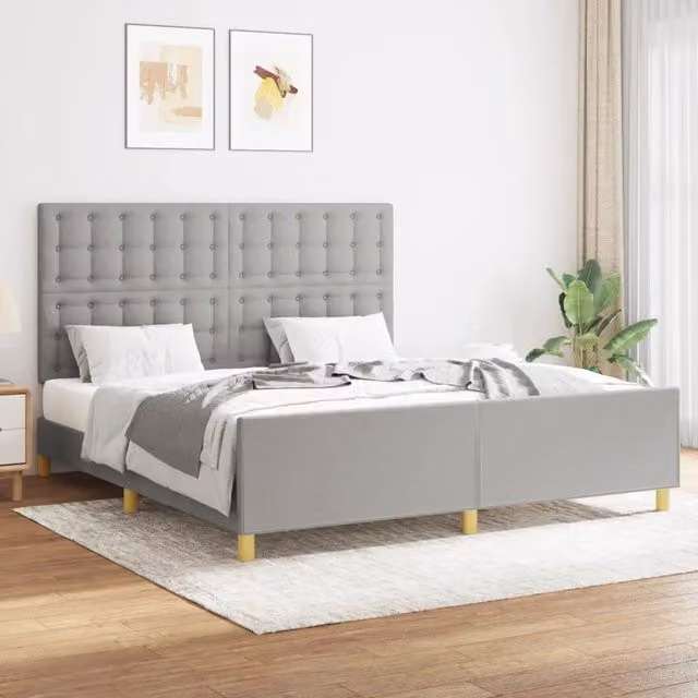 Giroletto vidaXL senza materasso in tessuto grigio chiaro L/P/H: 160 x 200 x 31 cm