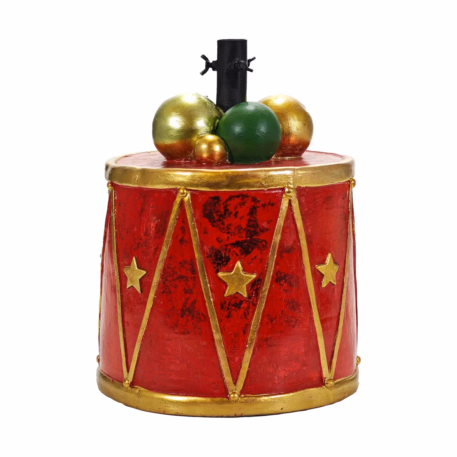 Base per Albero di Natale Decorativa a Tamburo VESTIAMO CASA, Metallo, Rosso e Nero, Altezza: 44 cm – 1