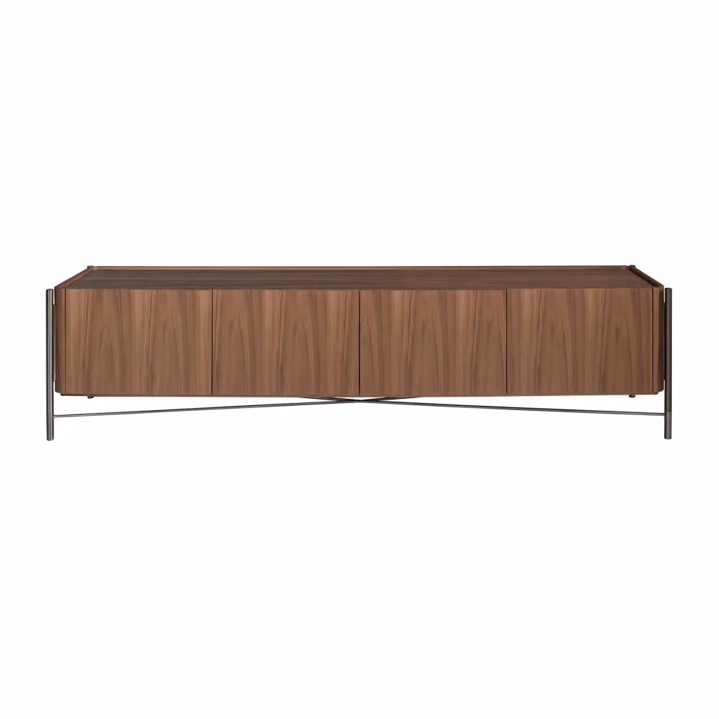 Porta TV moderno Angel Cerdá in legno noce e metallo marrone L: 220 cm, P: 46 cm, H: 53 cm – 2