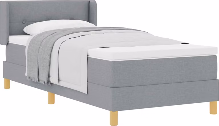 Letto a molle con materasso grigio chiaro 80 x 200 cm in tessuto