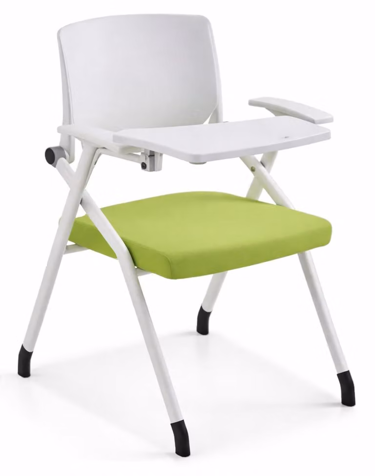 Sedia ergonomica per seminari, dotata di tavolino pieghevole e braccioli