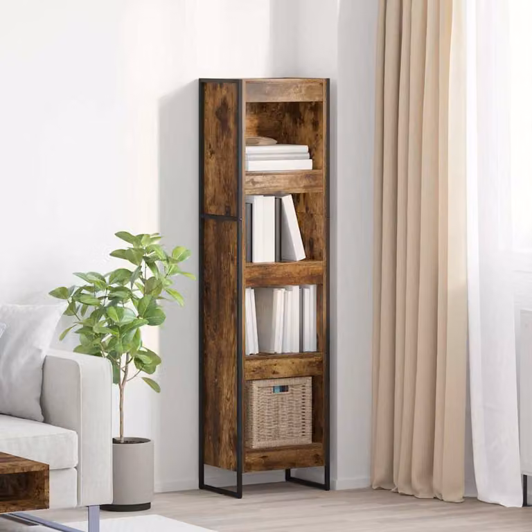 Armadio per Libri Industrial vidaXL in Legno e Metallo, Marrone, L/P/H: 40 x 30 x 155 cm