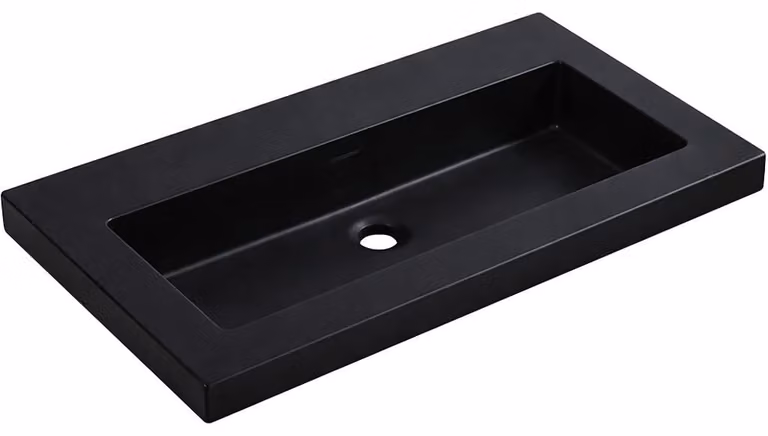 CERANO - Lavabo in marmo colato Ovo - con troppopieno - nero opaco - 60,5x46,5 cm