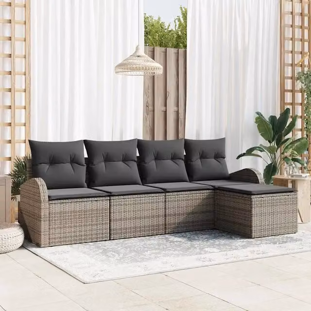 Set Divano da Giardino Grigio polyrattan 3345999