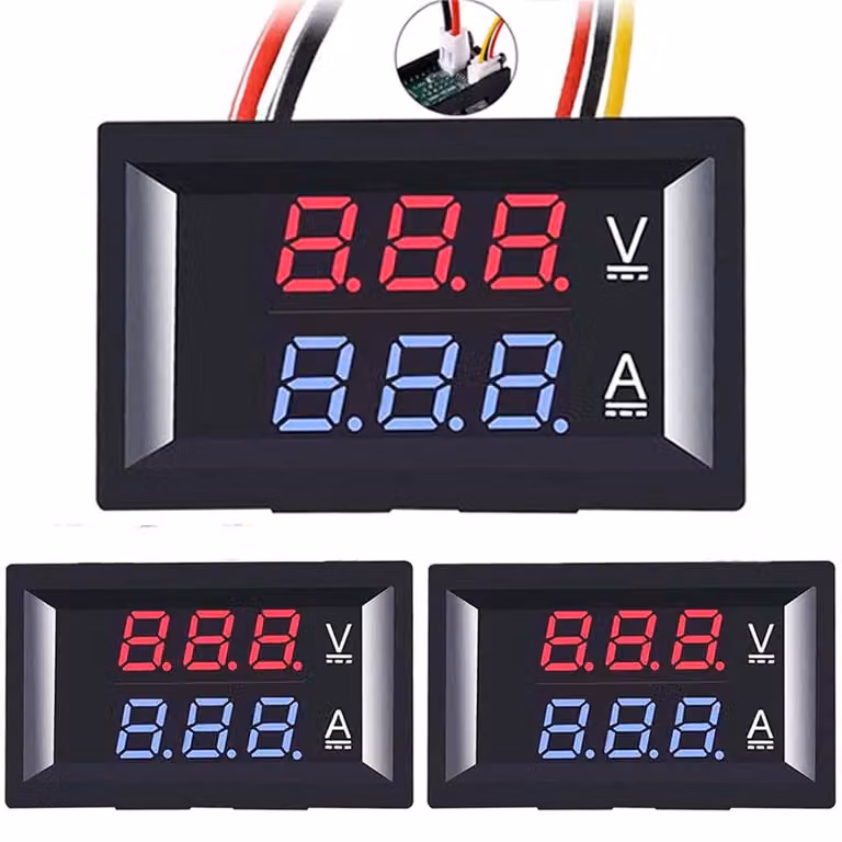 Misuratore digitale di voltaggio e amperaggio, DC 100V 10A, con display a LED a 3 cifre