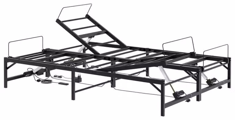 Letto regolabile elettricamente, struttura nera, dimensioni 120 x 200 cm, acciaio