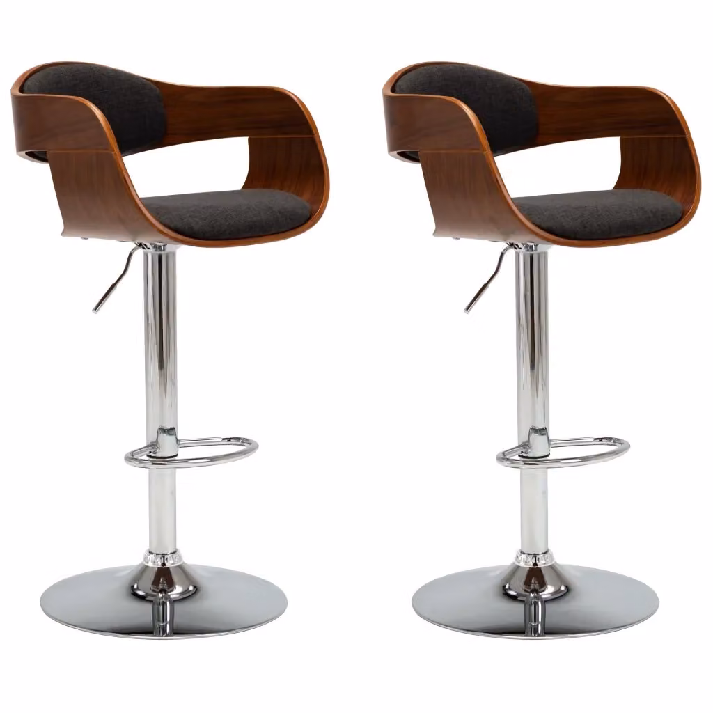 Set di 2 sedie da bar vidaXL moderne in legno e tessuto grigio e marrone – 2