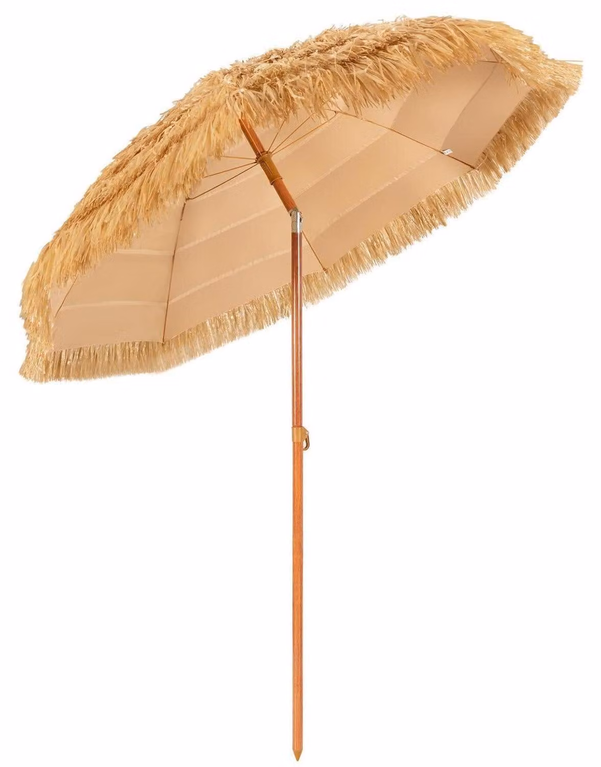 Ombrellone da spiaggia hawaiano, 175 cm, pieghevole, resistente ai raggi UV, con struttura in materiale plastico che imita il bambù, diametro 2 metri