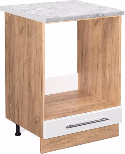 Mobile per forno da incasso Vicco Fame-Line Bianco lucido e Rovere dorato, L: 60 cm