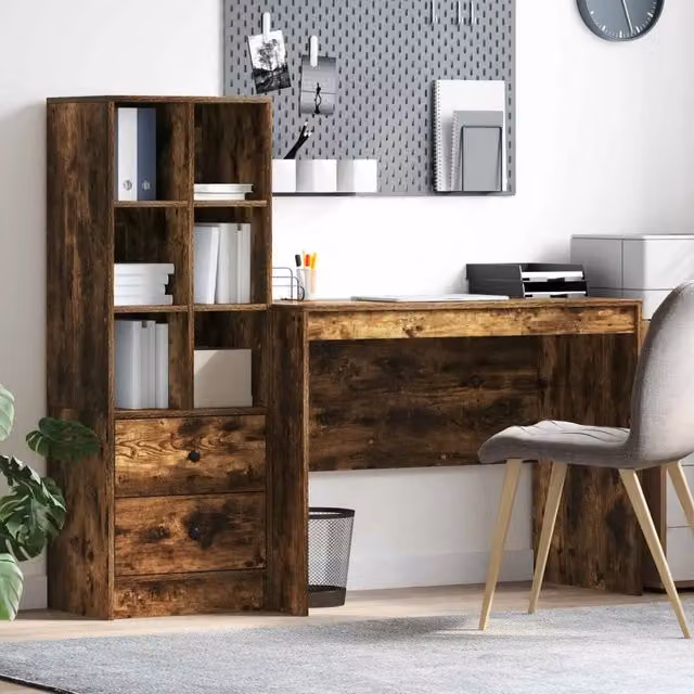 Scrivania Rovere fumé 145.5 x 50 x 127 cm 2 pz 3337373