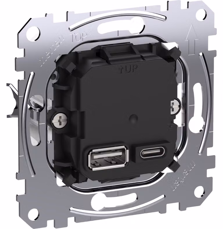 Merten MEG4366-120 Stazione di ricarica USB inserto tipo A+C 45W potenza di ricarica Sistema M nero-grigio