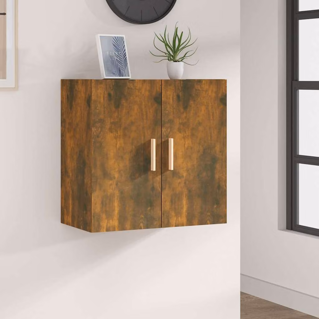 Pensile sospeso vidaXL in legno Rovere Fumo con ante a battente, L 60 cm x P 30 cm x H 60 cm