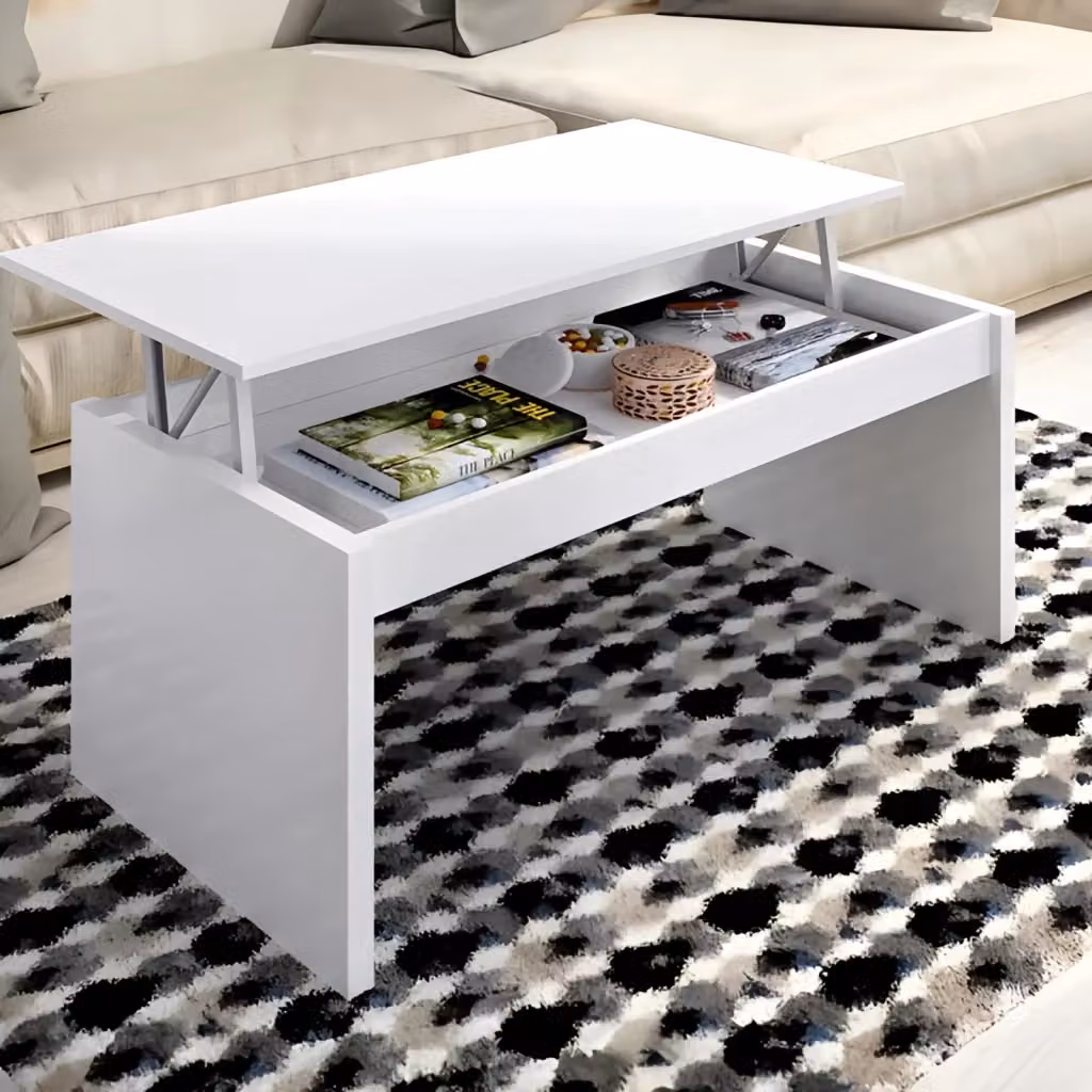 Tavolino da caffè moderno Salone Srl con contenitore sollevabile bianco L: 100 cm, P: 43 cm, H: 50 cm – 2