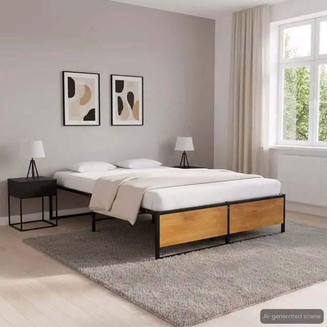 Letto con struttura in metallo nero vidaXL L/P: 120 x 200 cm