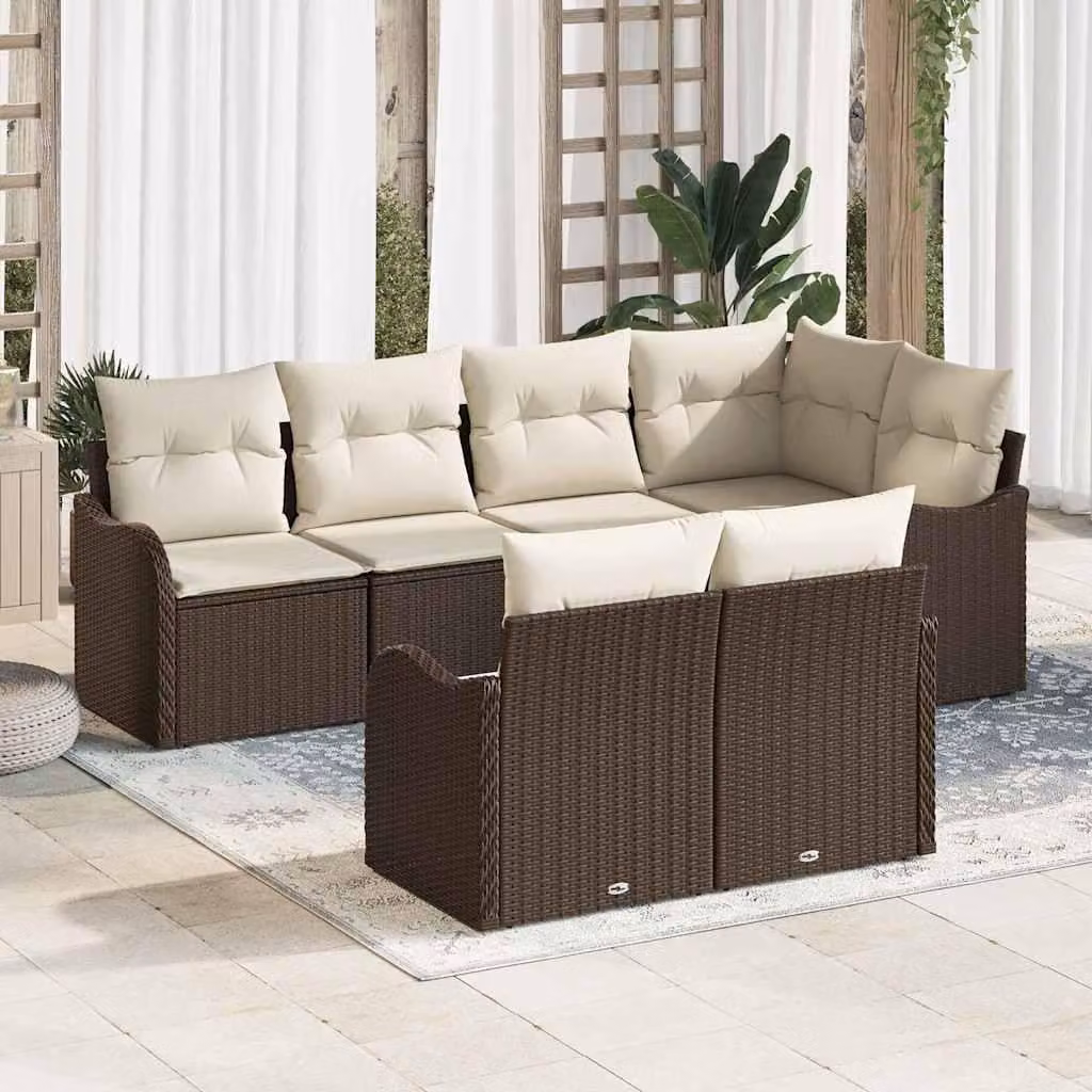 Maison Exclusive - Set Divano da Giardino Marrone polyrattan