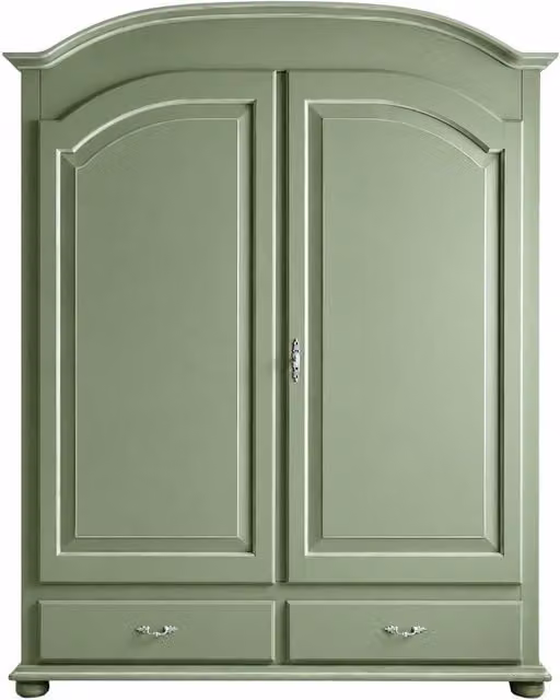 Armadio Shabby Chic a 2 Ante Mobili 2G Verde e Bianco con Cassetti Internali L: 181 cm, P: 61 cm, H: 224 cm – 1