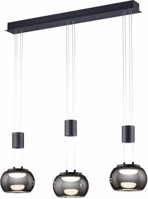 Lampadario LED Madison nero Trio 3 luci IP20