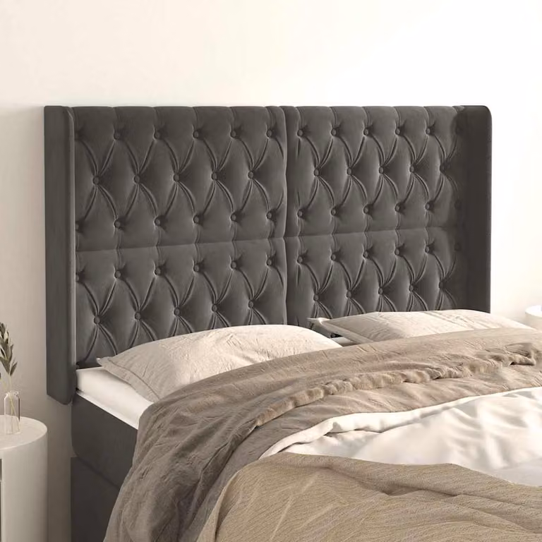 Testiera ad Orecchio vidaXL in Velluto Grigio L: 147 cm, P: 16 cm, H: 118/128 cm