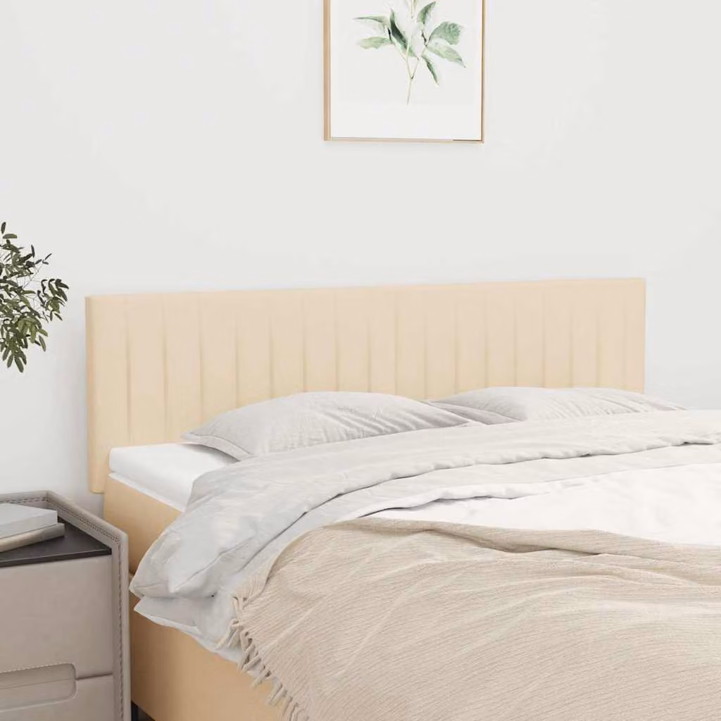 Testiera per letto vidaXL in tessuto beige con struttura in legno L: 144 cm, P: 5 cm, H: 78-88 cm