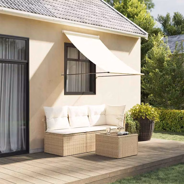 Tenda da Sole Retrattile vidaXL in Poliestere e Acciaio, Beige, L: 100 cm x P: 150 cm