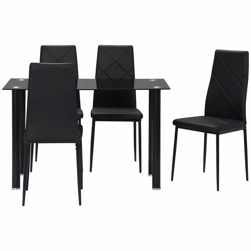 Set da pranzo Xylo con tavolo in vetro temperato nero e 4 sedie imbottite – 2